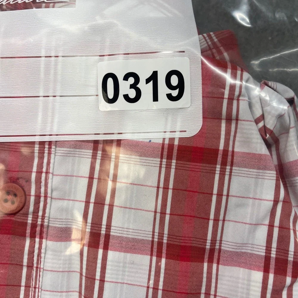 The North Face Mens XL Red White Plaid Short Sleeve Hiking Button Down Shirt